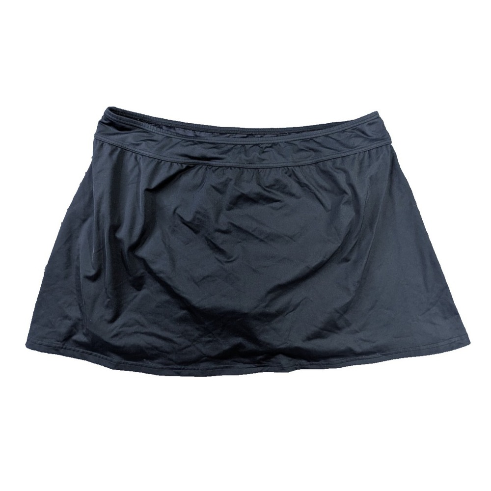 Lands End Swim Skirt Bottoms Women 16W Black Attached Briefs Beach Pool Vacation